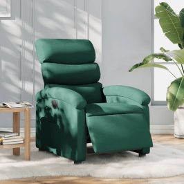 Sillón reclinable eléctrico tela verde oscuro