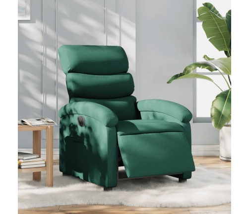 Sillón reclinable eléctrico tela verde oscuro