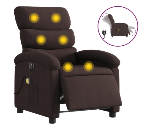 Sillón reclinable de masaje eléctrico tela marrón oscuro