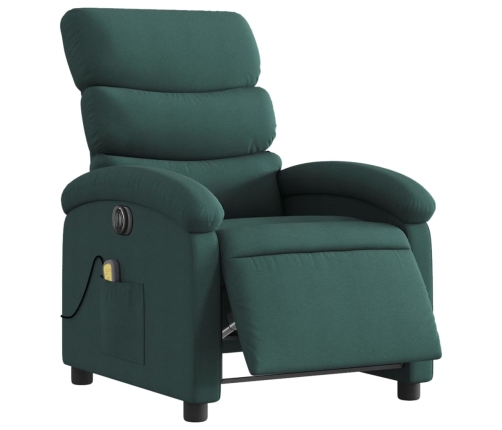 Sillón reclinable de masaje eléctrico tela verde oscuro