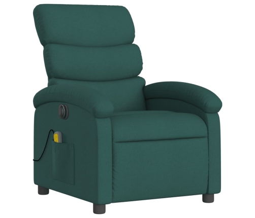 Sillón reclinable de masaje eléctrico tela verde oscuro