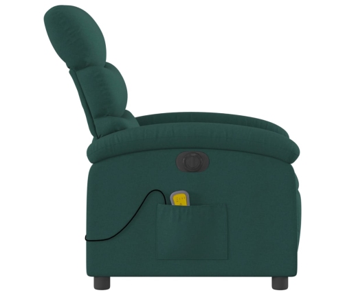 Sillón reclinable de masaje eléctrico tela verde oscuro