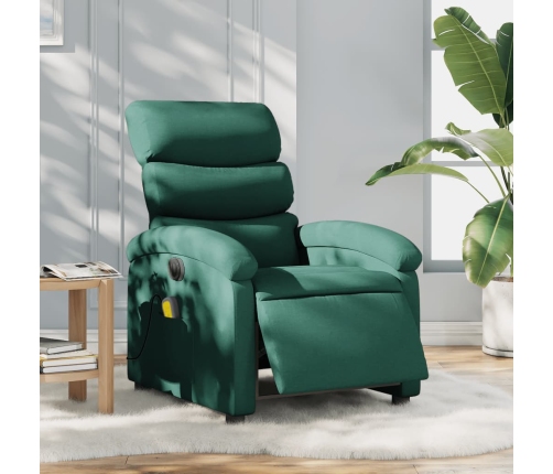 Sillón reclinable de masaje eléctrico tela verde oscuro