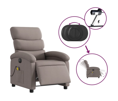 Sillón reclinable de masaje eléctrico tela gris taupe