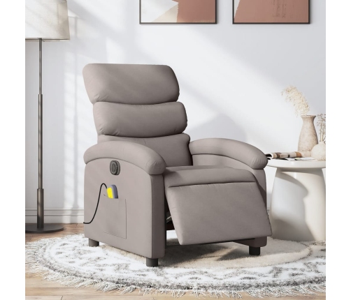 Sillón reclinable de masaje eléctrico tela gris taupe