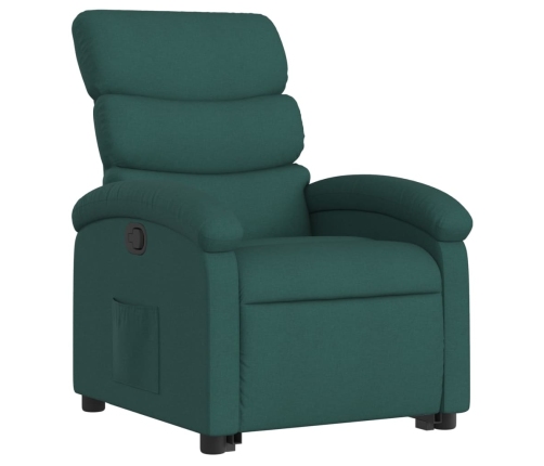 Sillón reclinable elevable tela verde oscuro