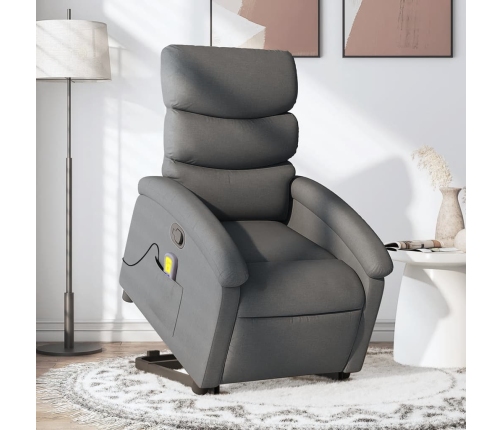 Silla de masaje reclinable de pie de tela gris oscuro