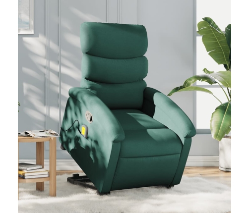 Silla de masaje reclinable de pie de tela verde oscura