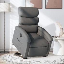 Sillón eléctrico reclinable elevable de tela gris oscuro