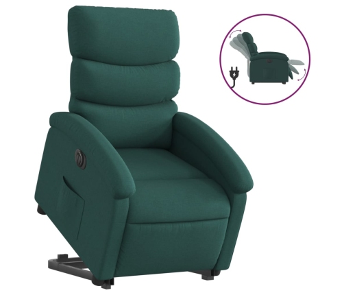 Sillón eléctrico reclinable elevable de tela verde oscuro