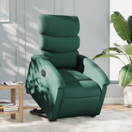 Sillón eléctrico reclinable elevable de tela verde oscuro