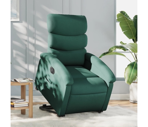 Sillón eléctrico reclinable elevable de tela verde oscuro