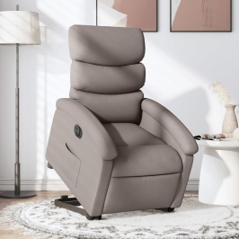 Sillón eléctrico reclinable elevable de tela gris taupe