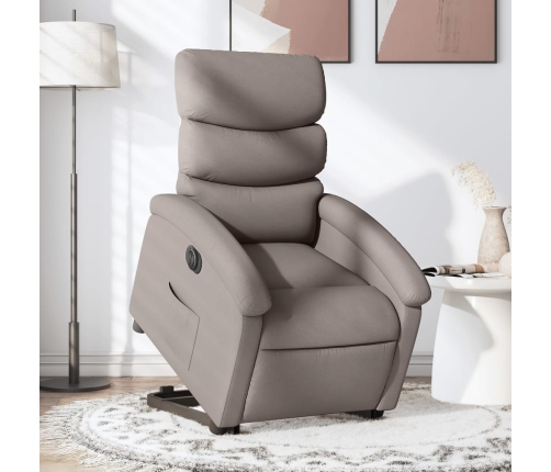 Sillón eléctrico reclinable elevable de tela gris taupe