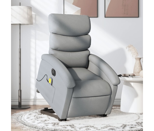 Sillón de masaje eléctrico reclinable elevable tela gris claro