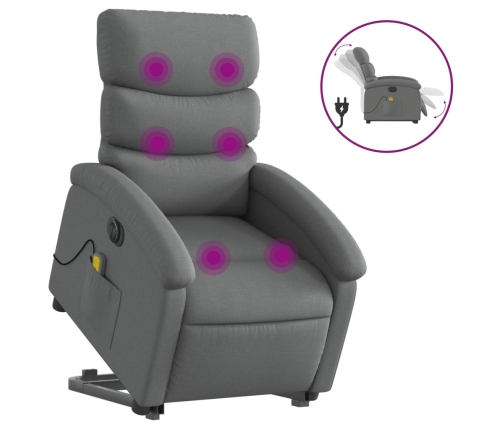 Sillón de masaje eléctrico reclinable elevable tela gris oscuro