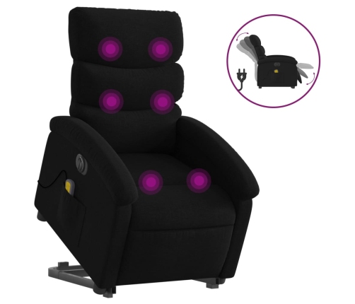 Sillón de masaje eléctrico reclinable elevable tela negro