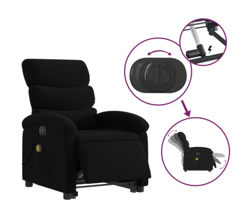 Sillón de masaje eléctrico reclinable elevable tela negro