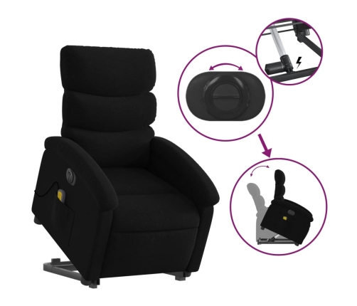 Sillón de masaje eléctrico reclinable elevable tela negro