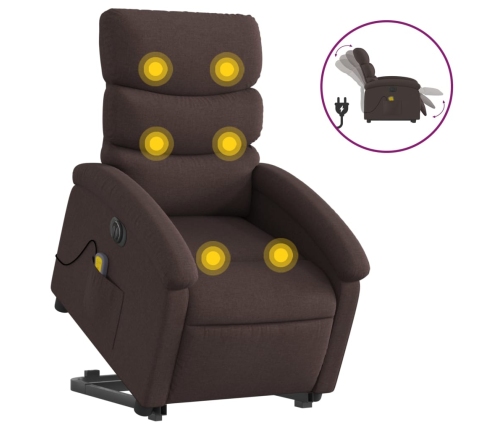 Sillón masaje eléctrico reclinable elevable tela marrón oscuro