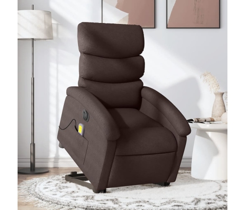 Sillón masaje eléctrico reclinable elevable tela marrón oscuro