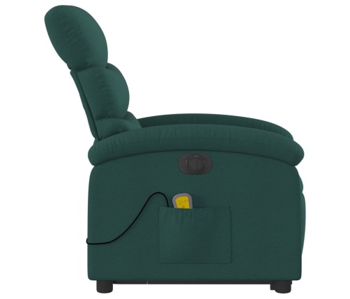 Sillón masaje eléctrico reclinable elevable tela verde oscuro