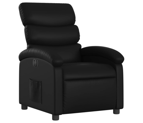 Sillón reclinable eléctrico de cuero sintético negro