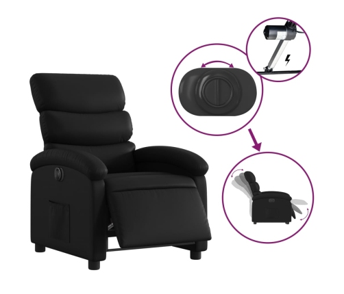 Sillón reclinable eléctrico de cuero sintético negro