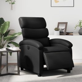 Sillón reclinable eléctrico de cuero sintético negro