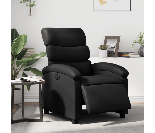 Sillón reclinable eléctrico de cuero sintético negro