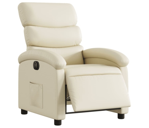 Sillón reclinable eléctrico de cuero sintético crema