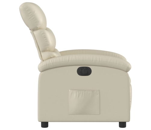 Sillón reclinable eléctrico de cuero sintético crema