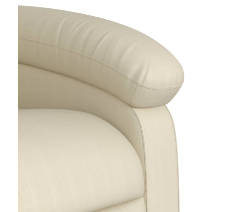 Sillón reclinable eléctrico de cuero sintético crema