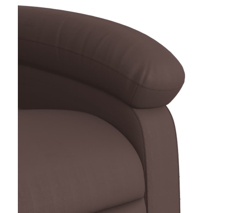 Sillón reclinable eléctrico de cuero sintético marrón