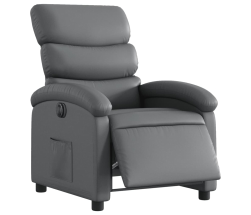 Sillón reclinable eléctrico de cuero sintético gris