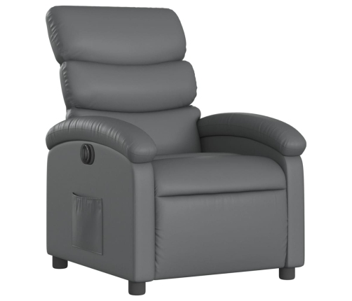 Sillón reclinable eléctrico de cuero sintético gris