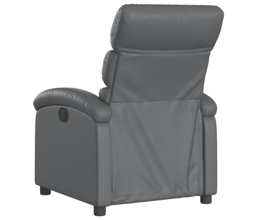 Sillón reclinable eléctrico de cuero sintético gris