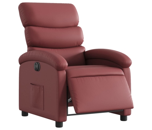 Sillón reclinable eléctrico de cuero sintético rojo tinto