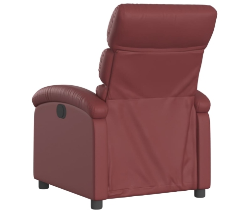 Sillón reclinable eléctrico de cuero sintético rojo tinto