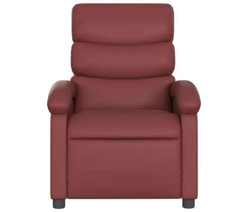 Sillón reclinable eléctrico de cuero sintético rojo tinto