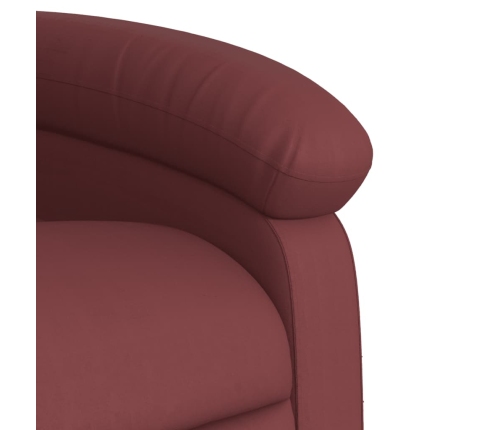 Sillón reclinable eléctrico de cuero sintético rojo tinto