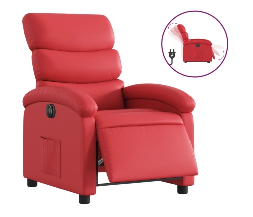 Sillón reclinable eléctrico de cuero sintético rojo