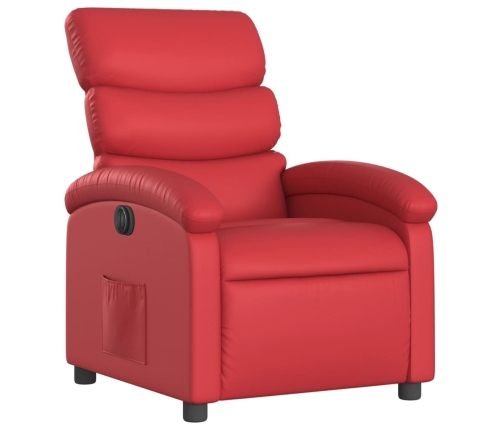 Sillón reclinable eléctrico de cuero sintético rojo