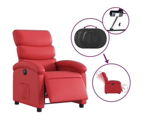 Sillón reclinable eléctrico de cuero sintético rojo