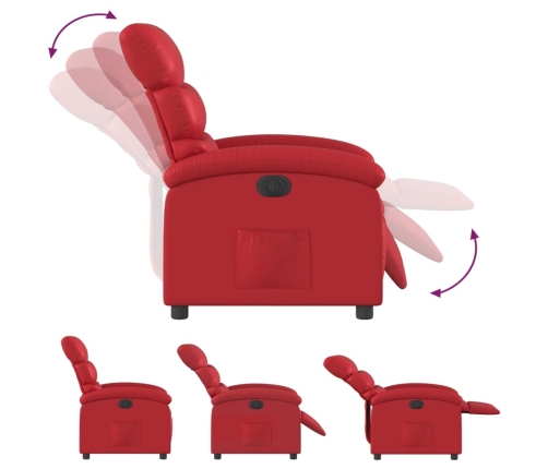 Sillón reclinable eléctrico de cuero sintético rojo