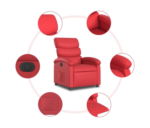 Sillón reclinable eléctrico de cuero sintético rojo