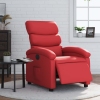 Sillón reclinable eléctrico de cuero sintético rojo