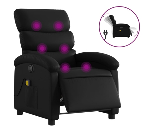 Sillón de masaje reclinable eléctrico cuero sintético negro