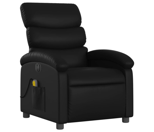 Sillón de masaje reclinable eléctrico cuero sintético negro