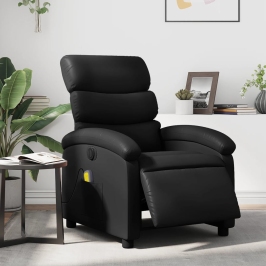 Sillón de masaje reclinable eléctrico cuero sintético negro